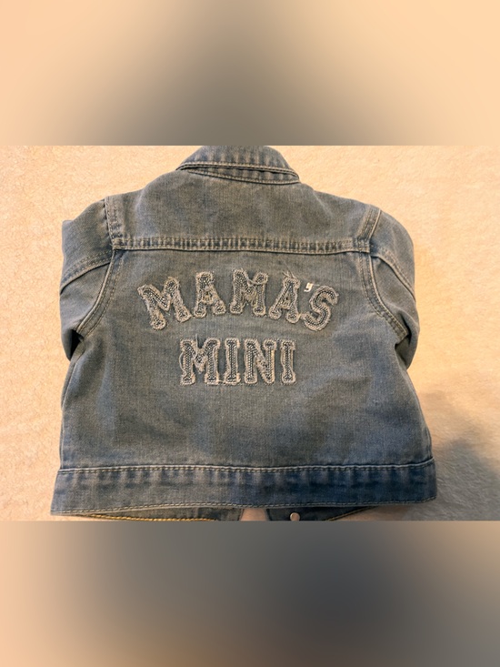 None Other - Light Blue Denim Jacket with 'MAMA'S MINI' Embroidered Back - Men's